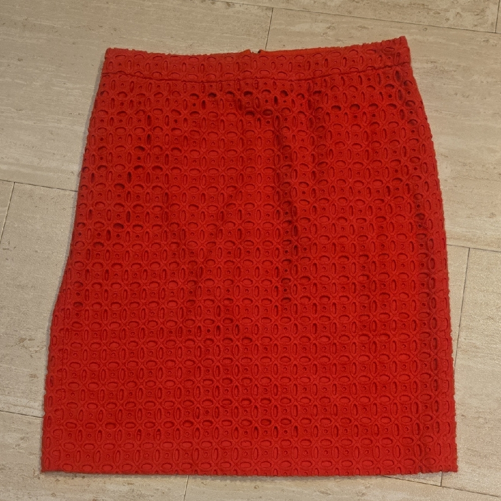 J. Crew Red Eyelet No. 2 Pencil Skirt